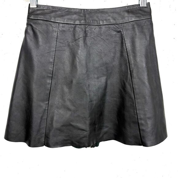 AllSaints Womens Sens Leather A-Line Mini Skirt Full Rear Zip Black Size 2 - Picture 3 of 13